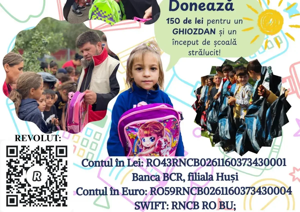 Episcopia Hușilor dă startul celei de-a VIII-a ediții a programului eparhial „Un ghiozdan pentru noul an școlar”