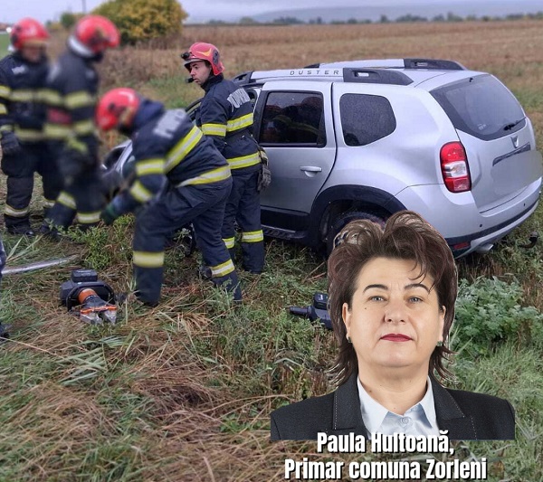 Primărița din Zorleni, Paula Hultoană, implicată în accidentul rutier din zona Mira